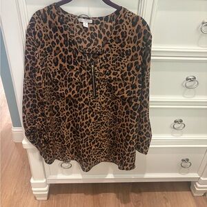 Cato Brown Leopard Print Blouse